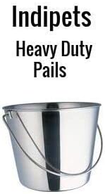 Indipets Heavy Duty Stainless Steel Pail - 2 Quart - Durable Dog Food and Water Storage