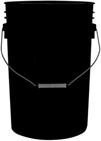 House Naturals Large 6 Gallon Food Grade BPA Free Made in USA Plastic Bucket Pail with Yellow Screw On Double Gasket Air Tight Lid (Pack of 2)