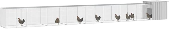 Large Galvanized Steel Chicken Cage, Walk-in Poultry Run, Weather-Resistant Pet Enclosure for Hens, Ducks and Small Animals, 354-Inch Length