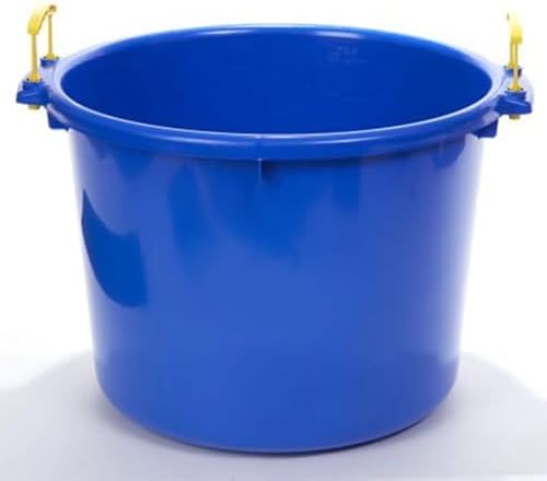 70 Quart Large Muck Bucket, Heavy-Duty Plastic Utility Tub with Handles, Blue Stable Feed and Storage Container for Barn, Farm, and Outdoor Use