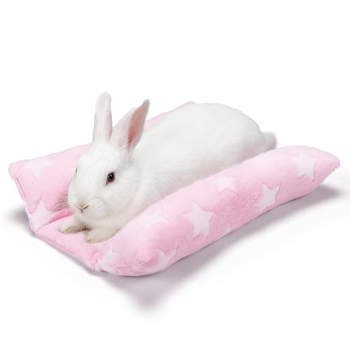 MEWTOGO 15.7" x 14" Bunny Bed for Rabbit Cage - 15.7 x 14In, Pink - Star, flannel, Thickened & Soft by MEWTOGO