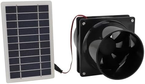 Solar Powered Exhaust Fan For Round Pipe, 10W 12V Solar Panel Ventilation Fan Kit For Outside, Greenhouse, Attics, Chicken Coop, Garage, Basement(black)