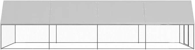 Galvanized Steel Chicken Cage 9.8x26.2x6.6ft Outdoor Coop Large Walk-in Run Silver for Backyard Poultry Hen House Secure Lock Weatherproof