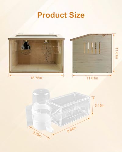 Chick Brooder Box with Heat Lamp, Automatic Temperature Control for Ducks - wooden/brown - Image 6