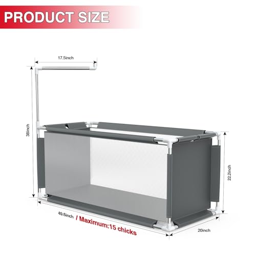 Indoor Chick Brooder Kit, 10.6 ft³ Habitat for Chicks - Set-Grey, Stainless Steel, 47.2"x19.7"x19.7" - Image 2