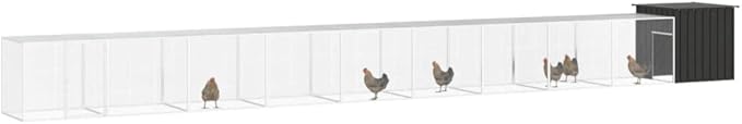 Chicken Cage for Outdoor Run, Galvanized Steel Walk-in Poultry Enclosure, Secure Large Pet Coop with Lockable Door, Weather-Resistant Habitat for 8 Chickens, Anthracite