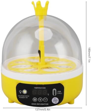 Luqeeg Mini Egg Incubator, Temperature Control Digital Incubators, 4 Eggs Candler Poultry Hatching Machine Eggs Poultry Hatching Machine for Chickens Ducks Pigeons (Auto Turning)