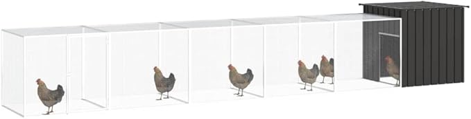 Large Outdoor Chicken Cage, 236.2 Inch Galvanized Steel Walk-in Poultry Run, Enclosure for Chickens, Ducks, and Small Pets, Anthracite