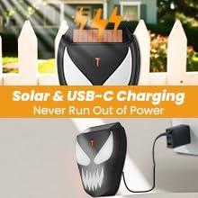 Solar Nocturnal Animal Repellent Outdoor, Waterproof Coyote Deterrent Devices with Predator Lights, Deer Repellent Devices - Repel Skunk Raccoon Opossum Fox Owl Hawk for Yard Garden Farm Chicken Coop