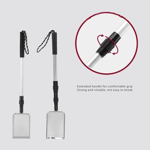 Diydeg Chicken Poop Scooper, Adjustable Stainless Steel Detachable Metal Litter Scoop Sifting Shovel for Cleaning Chicken Coop, Non Stick Poultry Waste Sifter Shovel with Long Handle (A