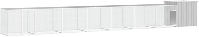 Extra Large Chicken Cage Expandable Outdoor Poultry Run, Galvanized Steel Walk-in Enclosure for Ducks and Small Animals, Grey, 275.6 x 36 x 39.4 Inches