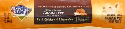 Nature's Recipe Grain Free Small Breed Dry Dog Food, Chicken, Sweet Potato & Pumpkin Recipe, 12 lb. Bag