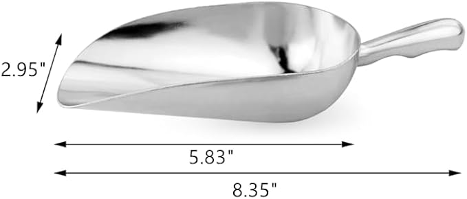 HORNO 12oz Silver Cast Aluminum Shovel Scoops，Ideal for Ice Cube, Coffee Bean, Food, Candy, Flour, Dry Goods,Spice.
