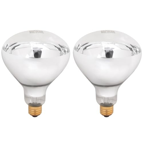 Aiicioo 250W R40 Clear Heat Lamp Bulb R40 Incandescent Heat lamp Bulb for Pets Flood Light - Glass, 2 Pack by Aiicioo