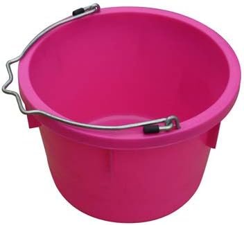 8 Quart / 2 Gallon Hot Pink Poly Resin Farm/Ranch/Home/Shop Utility Bucket Pail - Pack of (6)