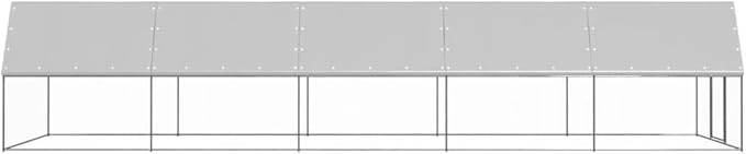Galvanized Steel Large Chicken Cage 118.1x118.1x78.7 in Silver Weatherproof Outdoor Hen Pen Spacious Poultry Coop for Backyard Farm Garden