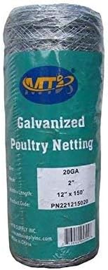 20GA Galvanized Hexagonal Poultry Netting Chicken Wire 12 inches x 150 feet x 2 inches Mesh