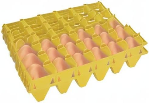 CHICIRIS 5PCS Plastic Egg Trays, 30 Cell Plastic Chicken Egg Flats Crates Holder Reusable Shipping Poultry Egg Cartons for Storage Transportation Home Farm Supplies (Yellow)
