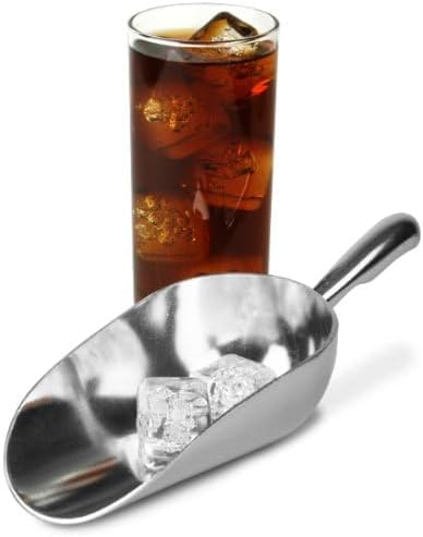 Ice Cube Endurance Scoop, Cast Aluminum Shovel Scoops Kitchen Utility Scoops Set Contoured Handle，Ideal for Ice Cube Coffee Bean Food Candy Flour Popcorn Rust Free (5oz Silver)