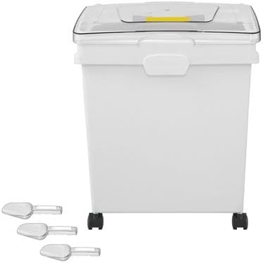 Happybuy 3-Pack 10.5 Gallon/40L Rice & Pet Food Storage Containers, Airtight Bin with Wheels, Scoops for Kitchen Ingredients, Cereal & Flour Dispenser