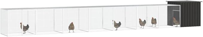 Large Outdoor Chicken Cage, Galvanized Steel Animal Pen for Poultry, Ducks, and Rabbits, Secure Walk-in Enclosure with Anthracite Finish, 315 Inch