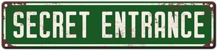 Secret Entrance Vintage Iron Sign - Rustic Wall Decor for Home, Bar, & Cafe (4''x16''), Durable Metal Craft"