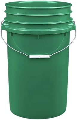 House Naturals 7 Gallon Large Green Food Grade - BPA Free- Made in USA Bucket Pail Container with Black Screw On Gasket lid (Pack of 2)