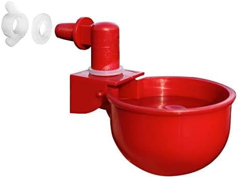 RentACoop DIY Waterer Kit - Auto-Fill Cups with Inserts - Great for Chickens, Ducks, Geese, Turkeys, Peafowl, and Quail - 4 Pack + 1 Bonus Cup Included (Red, Pack of 4)