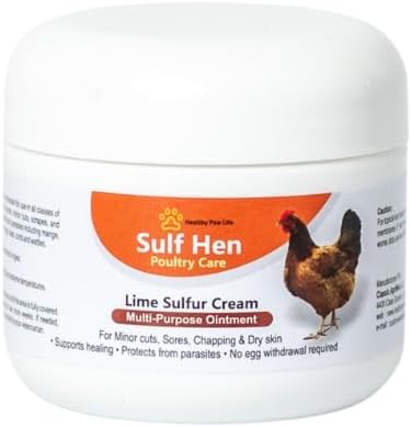Healthy Paw Life Sulf Hen Lime Sulfur Cream for Poultry Care – Ointment for Pecking Wounds, Chapped Skin, Cuts, Infections and Dermatitis – 2 oz