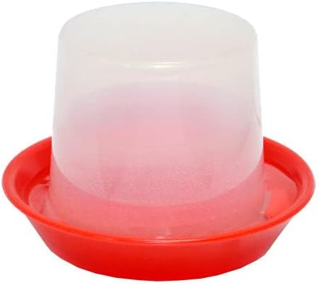 Hatching Time Poultry Starter Drinker, 12 oz, 350 ml, Clear PP Plastic (Polypropylene), Red Cup, Spill-Proof, Safe for Chicks, Add Vitamins, Perfect for Backyard Flock