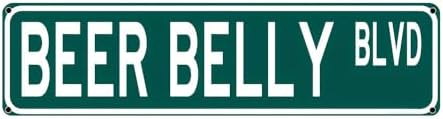 Vintage Beer Belly Wall Sign (4''x16'') - Waterproof, Dustproof Retro Metal Tin Decor for Bar, Cafe & Home"