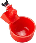 Red Chicken Waterer Gravity Water Cup Automatic Poultry Drinker | Conveniently use with Any Plastic Water Container or Bucket | No Float Design | 12 Cups
