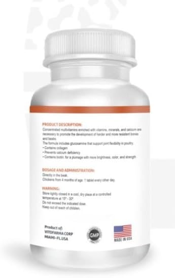 POLLOBIOTIC - Essential Supplement for Optimal Health - Extra Calcium for Roosters Calcio para Pollos, Poultry, Gallinas Chickens and Roosters - 100 Tablets