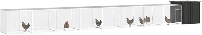 Large Chicken Coop, Outdoor Poultry Cage for Backyard, Galvanized Steel Animal Run, Weatherproof Metal Walk-in Enclosure for Ducks, Hens, and Small Pets, Anthracite
