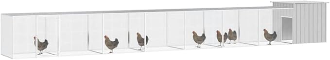 Extra Large Chicken Cage, Galvanized Steel Poultry Run Enclosure for Farm Backyard, Heavy Duty Walk-in Coop for Hens, Ducks and Small Animals, Grey