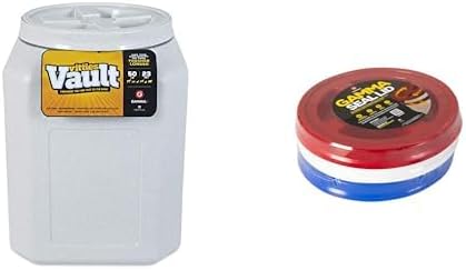 Gamma2 Vittles Vault 50lb Pet Food Storage Container [14" L x 20" H] with 3pk Gamma Seal Lid Combo (Red, White & Blue) for 3.5-7 Gallon Buckets - Made in USA