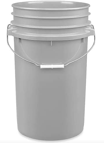 House Naturals 7 Gallon Food Grade - BPA Free- Made in USA Large Gray Container Bucket Pail with Screw on lid (Pack of 2)