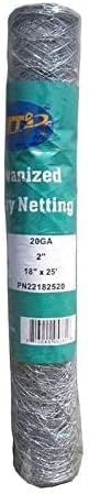 20GA Galvanized Hexagonal Poultry Netting Chicken Wire 18 in x 25 ft x 2 in Mesh