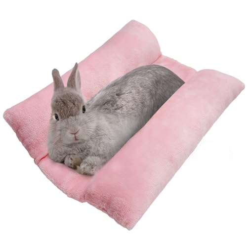 MEWTOGO 15.7" x 14" Bunny Bed for Rabbit Cage - 15.7 x 14In, Pink, flannel, Thickened & Soft by MEWTOGO