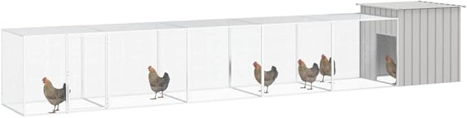 Large Galvanized Steel Chicken Cage, Expandable Outdoor Pet Run, Weather-Resistant Chicken Coop Enclosure for Backyard, 236.2 Inch Length