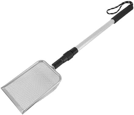 Diydeg Chicken Poop Scooper, Adjustable Stainless Steel Detachable Metal Litter Scoop Sifting Shovel for Cleaning Chicken Coop, Non Stick Poultry Waste Sifter Shovel with Long Handle (A