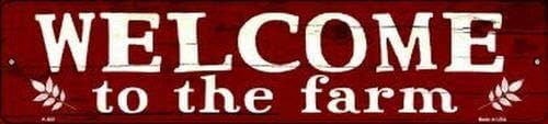 ZMKDLL Welcome to The Farm Metal Sign Farmhouse Retro Home Wall Decor 16"x4"
