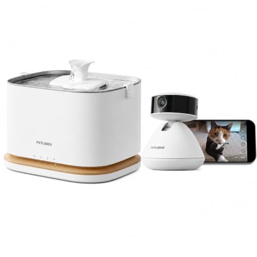 PETLIBRO Upgrade Cat Water Fountain - Fountain+Camera, White, Acrylonitrile Butadiene Styrene (ABS) & Stainless Steel, 3 liters by PETLIBRO