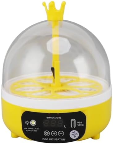 Luqeeg Mini Egg Incubator, Temperature Control Digital Incubators, 4 Eggs Candler Poultry Hatching Machine Eggs Poultry Hatching Machine for Chickens Ducks Pigeons (Auto Turning)