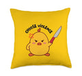 Angry Chick With Knife Throw Pillow - 18x18, Multicolor by Funny Angry Chick Knife Humor