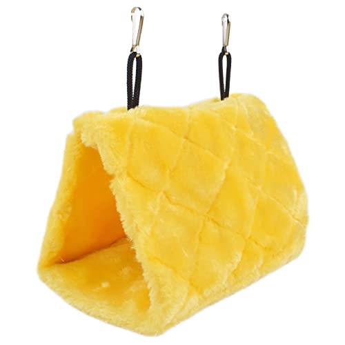 Pet Bird Nest Hammock Hanging Cave Cage Plush Snuggle Happy Hut Tent Bed - Medium (9"x 5.31"x 6.3"), Yellow, Cotton by Cdycam