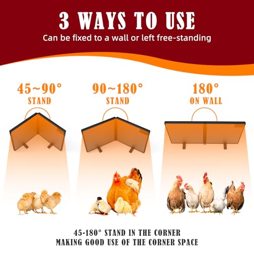 Chicken Coop Heater Inside Coop with Remote Control - Dark black 2G-Controller, 180W Foldable Radiant Heaters - Image 6