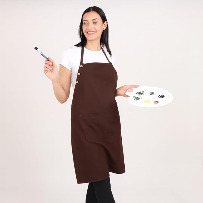 Kitchen Apron Cotton Waterdrop Resistant with adjustable Aprons for Women with Pockets 9 Color option Cooking