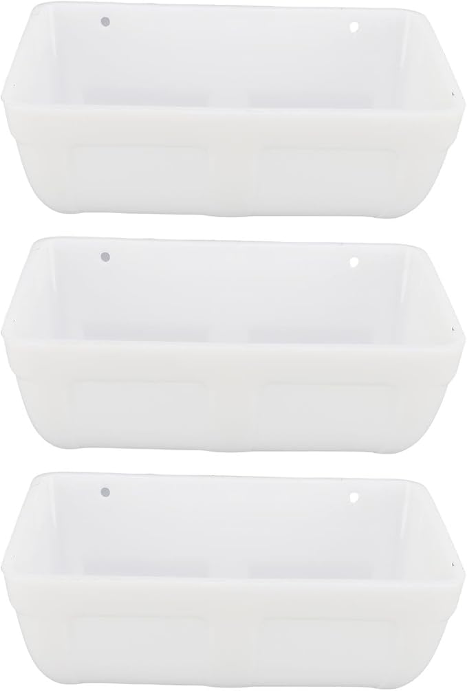 Pssopp Plastic Hanging Chicken Feeder, Large Capacity Design Thickened Plastic Waste Prevention Hanging Poultry Feeder Trough for Livestock (White)