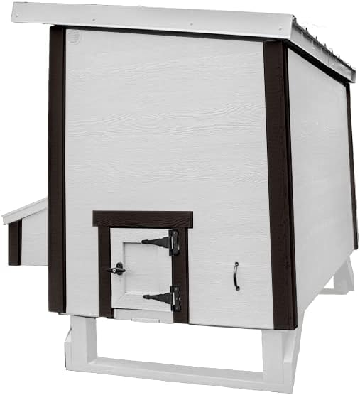 OverEZ Farmhouse Large Chicken Coop for Up to 15 Chickens - Nesting Box - Large Bird, Poultry and Hen House Made from Wood, Made in USA